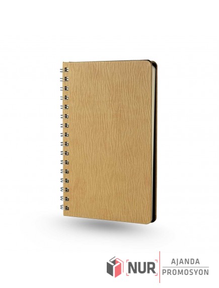 Spiralli Tarihsiz Termo Deri Kapaklı Krem Kağıt 13x21 cm Promosyon Defter